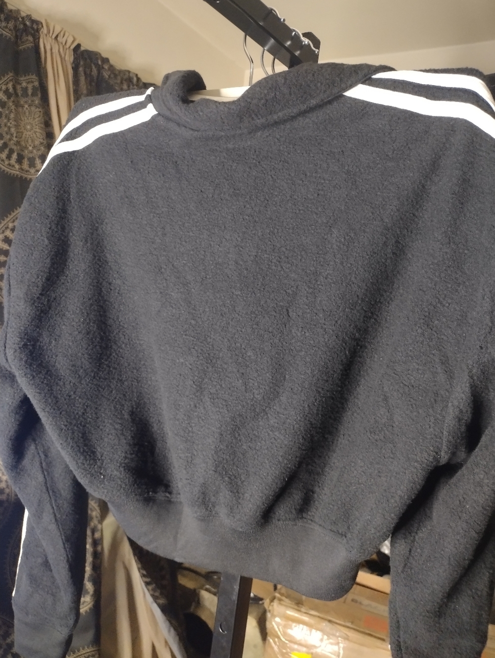 NWT PINK Black Reverse Fleece Cropped Polo with White Laurel Wreath Embroidery - Picture 4 of 5